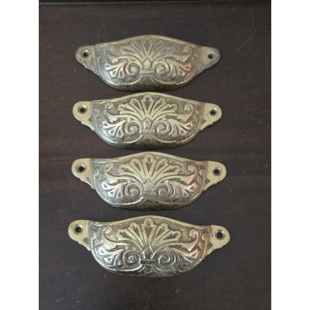 Lot of 4 Vintage AABCO Cast Brass Drawer Pulls Victorian Eastlake Dresser Handle